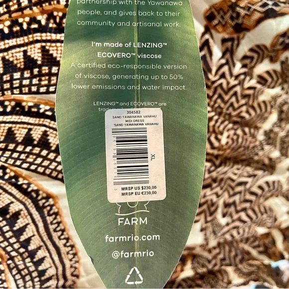 NEW Farm Rio Sand Yawanawa Vanahu Midi Dress Size XL - Picture 7 of 9